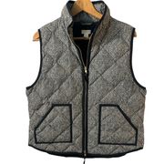 J CREW  Factort Herringbone Printed quilted Vest Size XL double zipper!