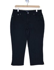 Great Northwest Indigo 21" Side Slit Capri Jeans in Black Womens 14