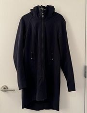 Lululemon Rare Logo Detail Black Fleece Lined Hooded Rain Jacket Size 6 Small S