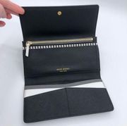 Henri Bendel West 57th Tri-Fold Color Blocked Wallet White Black Grey Leather