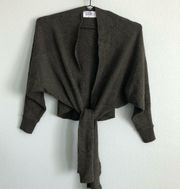 Green Tie Front Shrug Batwing Sleeve Cardigan Sweater. Size Med