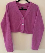 Wild Fable Purple Pink Cropped Button Up Cardigan Sweater Women's Size S