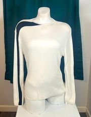 Cyrus Black Sweater With White Diagonal one Stripe On The Front neck to sleeve