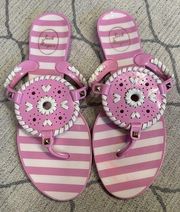 Jack Rogers Georgica Jelly Sandals Sz.8 Flip Flops Coral Pink White Stitching