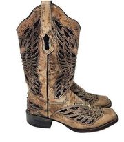 Corral Rhinestone Sequin Leather Western Cowgirl Boots Butterfly Size 6.5 M