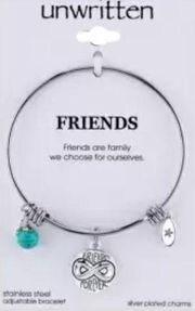 Unwritten Friends Infinity Charm/Turquoise Bracelet in Silver-Tone NWT MSRP $55