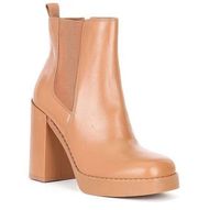 Gianni Bini Ah- Mazed Tan Leather Platform Block Heel Chelsea Boots Size 8.5