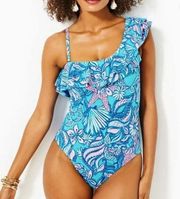 Lilly Pulitzer Caelum Ruffle One-Piece Swimsuit Blue