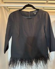 NWOT Club Monaco Ostrich Feather Donnatina Top XS Black.