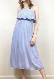 After Market Light Blue & White Striped Midi Dress