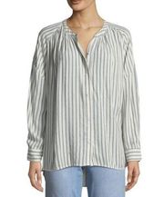 Splendid Relaxed Oversized Blue and White Striped Button Up Blouse