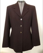 GIANNI Sport Womens Brown Jacket Size 8 100% wool Lined Inseam Front Pockets