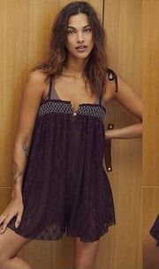 Free People Rule The World Lace Smocked Vintage Romper XS