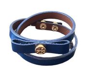 Tory Burch | Bow Wrap Leather Bracelet Navy Blue