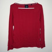 Sperry long sleeve shirt women red large top side casual NWOT