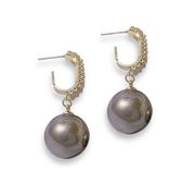 Elegant Gray Pearl Dangle Drop Earrings for Women