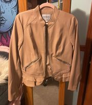 Peach Pink Leather Jacket 