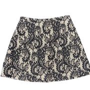 Windsor Lace Women’s Skirt Sz S Black Beige Tan Structured Mini Skirt