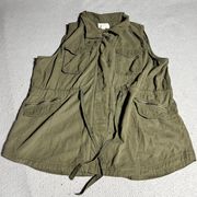 Khaki Olive Green Cotton Blend Utility Vest Size 2x EUC