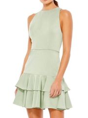 Ieena Mac Duggal $258 Pistachio Green Ruffled Sleeveless Jewel Neck Dress