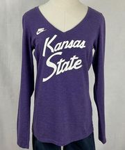 Nike  K-State Wildcats Purple Tee Shirt Long Sleeve T-Shirt Med EMAW Kansas State
