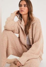 Chill Mood Heather Beige XL Cardigan & High-Rise Sweater Large Pants