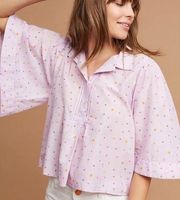 Maeve Eliot Popover Flutter Sleeve Purple Top Dots Small Spring