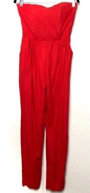 Lulumari Strapless Jumpsuit Red and Black