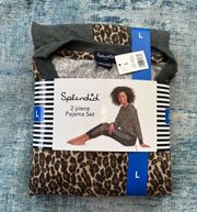 Splendid Lively Leopard 2 Piece Pajama Set Large