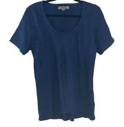 FLAX Lagenlook Linen Short Sleeve Top Navy Women’s size Medium