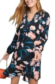 Maeve by Anthropologie Floral Long Sleeve Ragonda Tunic Dress Knee Length Size 2