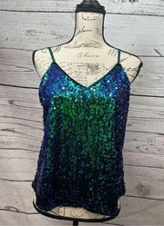 Allegra K medium blue/green sequined tank top - FP