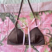 brown vintage victoria’s secret padded bikini top halter neck