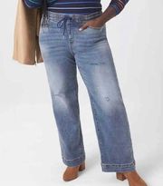 Lane Bryant Wide Leg Pull On Drawstring Trouser Distressed High Rise jeans sz 28