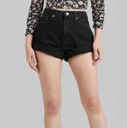 Black High-rise Mom Shorts