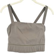 Everlane Womens The Perform Cropped Top Performance Sports Bra Size L Taupe