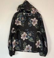 Thread & Supply Floral Pullover Windbreaker with Hood Size Small