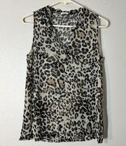 L'AGENCE Split Neck Sheer Leopard Animal Print  Tank Top Size XS / 0