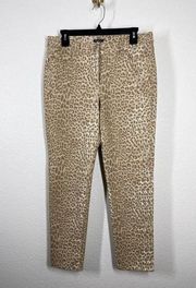 J. McLaughlin Lexi Leopard Print Jeans Size 10 High Waist Straight Leg