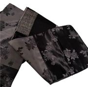 Black & Gray Vintage Velvet Design Scarf Accessory Womens One Size Floral Detail