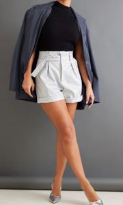 Grey Faux Leather Shorts