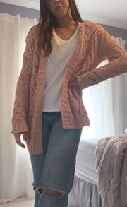 Pink Knit Cardigan Sweater