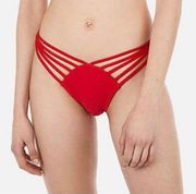 Express | Red Strapy High Cut Bikini Bottoms