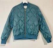 Frank and Oak Women’s Quilted Bomber Jacket Blue Size Small EUC