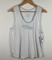 NWT Kensie Pajama Sleepwear Top MRS Tank White with Blue Size X-Large