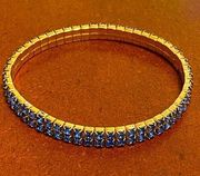EUC Express Rhinestone Stretch Tennis Bracelet Light Blue and Gold