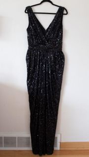 Badgley Mischka Putting On The Glitz Sequin Gown Black Formal Dress