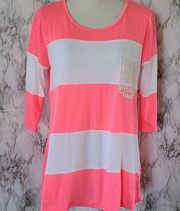 Orange Creek neon striped top size medium