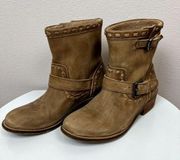 Anthropologie Musse & Cloud Womens Anzel Moto Leather Boot Size 8 Tan Western