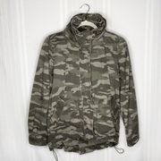 Jolt Long Sleeve Camouflage Hooded Zip Up Utility Jacket Medium Green